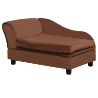 PawHut Pet Sofa Dog Couch Chaise Lounge Pet Bed with Storage Function Small Sized Dog Various Cat Sponge Cushioned Bed Lounge, Brown(m-11)