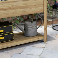 Outsunny Wood Planter with Trellis for Climbing Plants, Raised Garden Bed with Foldable Shelves, 55.1" x 17.7" x 59.4", Natural(m-10)