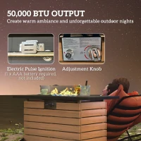 Outsunny 43" Propane Fire Pit Table 50,000 BTU Outdoor Gas Fire Table with Glass Wind Guard, Waterproof Cover(m-6)