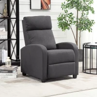 HOMCOM Fabric Recliner Armchair Manual Home Theater Seating Single Reclining Sofa Chair with Padded Seat for Living Room, Dark Grey(m-7)