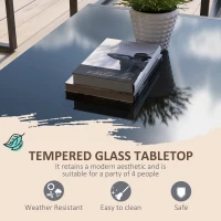 Outsunny 4 Piece Outdoor Furniture Set, Patio Conversation Set with Tempered Glass Table, Loveseat, 2 Chairs and Cushions, Beige(m-5)