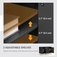 HOMCOM Sideboard Storage Cabinet with 3 Drawers, Adjustable Shelves and Doors, Kitchen Buffet Cabinet for Dining Room, Black(m-6)