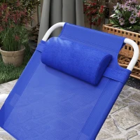 Outsunny Folding Chaise Lounge, Outdoor Sun Tanning Chair, 4-Position Reclining Back, Armrests, Removable Pillow, Blue(m-9)