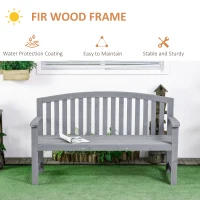 Outsunny Wooden Bench, Outdoor Bench with Slatted Design, Backrest, Armrests for Garden, Park, Backyard, Grey(m-5)