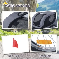 Aosom Dog Bike Trailer, Pet Cart, Bicycle Wagon, Travel Cargo, Carrier Attachment with Hitch, Foldable for Travelling, Grey(m-9)