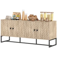 HOMCOM Sideboard Buffet Cabinet with 2 Adjustable Shelves and Steel Base, TV Stand, Coffee Bar Cabinet for Living Room, Oak(m-2)