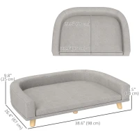 PawHut Dog Sofa for Large Dogs with Washable Cover, Anti-slip Foot Pads, Grey(m-3)