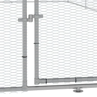 PawHut Chicken Run Walk-In Metal Chicken Coop, 3 Rooms Galvanized Poultry Cage Outdoor with Waterproof UV-Protection Cover for Rabbits, Ducks, 9.8' x 26.2'(m-10)