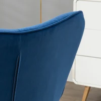 HOMCOM Modern Accent Chair with Ottoman, Upholstered Armchair with Footrest, Gold Metal Legs for Living Room, Bedroom, Dark Blue(m-10)