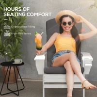 Outsunny Patio Chair Cushion for Adirondack Chairs Replacement Cushion with Back and Ties, Grey(m-4)