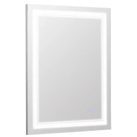 kleankin 24" x 32" LED Bathroom Mirror, Dimmable Lighted Anti Fog Wall-Mounted Mirror, with 3 Colour, Smart Touch, Plug-in, Vertical or Horizontal Hanging(m-11)