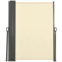 Outsunny 236" x 71" Outdoor Privacy Wall, Double Retractable Side Awning, Patio Screen for Garden, Balcony, Cream White(m-2)