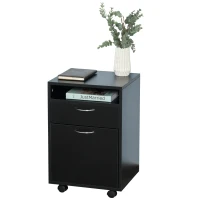 HOMCOM Mobile Storage Cabinet Organizer with Drawer and Cabinet, Printer Stand with Castors, Black(m-11)