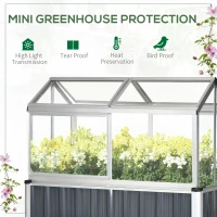 Outsunny 45"x24"x51" Raised Garden Bed with Greenhouse, Windows, Galvanized Steel Frame for Vegetables Flowers Herbs, Dark Grey(m-4)