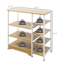 HOMCOM Storage Shelf Multi-Tier Bookcase Utility Display Rack Home Organizer for Kitchen, Garage, Living Room, White(m-3)