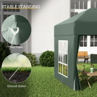 Outsunny 6.6'x6.6' Pop Up Canopy Tent with Sidewalls, Instant Sun Shelter Camping Gazebo with Carry Bag, for Outdoor, Garden, Patio, Green(m-6)