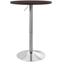 HOMCOM High Top Bar Table, Adjustable Round Kitchen Table with Swivel Top and Steel Base, Bistro Table for 2 People, Walnut(m-2)