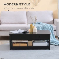 HOMCOM Coffee Table with Storage, Farmhouse Living Room Table with Drawers and Open Shelf, Centre Table with X-frames, Black(m-4)