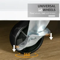 HOMCOM Rolling Kitchen Island Trolley Storage Cart with Rubber Wood Top, 3-Tier Spice Rack, Towel Rack Home Kitchen Carts, White(m-6)