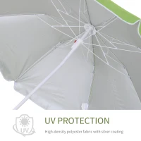 Outsunny 6.7ft Beach Umbrella with Push Button Tilt, Ruffled Outdoor Umbrella with Carry Bag and 8 Ribs, Green(m-5)