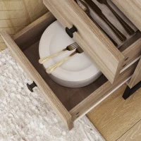 HOMCOM Modern Sideboard, 42.5" Buffet Cabinet with Adjustable Shelves and 3 Drawers, Coffee Bar Cabinet with 2 Doors, Oak(m-10)