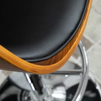HOMCOM Modern Style Adjustable Bar Chair, PU Leather Swivel Bar Stool with Back, Footrest for Kitchen, Home Bar, Counter, Coffee Shop, Black and Walnut(m-10)