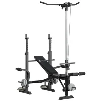Soozier Adjustable Weight Bench with Pulley System for Home Gym Full Body Workout(m-11)