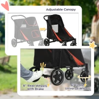 PawHut Foldable Pet Stroller with Universal Front Wheels, Shock Absorber, Dog Cat Carriage for Large & Medium Dogs, Black(m-6)