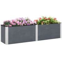 Outsunny 6.6' x 1.6' x 1.8' Elevated Planter Box with Open Bottom, Raised Garden Bed for Vegetables, Flowers, Fruits, Herbs, Grey(m-11)