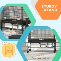 PawHut 63" Bird Cage w/ Open Top for Budgies, Cockatiels, Lovebirds Finches, Stand, Toys, Removable Tray, Storage Shelf(m-7)