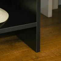 HOMCOM 2 Pieces Nightstands, Boho Bedside Tables with Drawer and Storage Shelf for Bedroom, Living Room, Black(m-10)