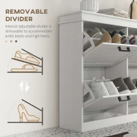 HOMCOM Shoe Storage Cabinet with 4 Flip Drawers and Adjustable Shelves, Narrow Shoe Cabinet for 20 Pairs of Shoes, White(m-6)
