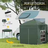 Outsunny 6.6'x6.6' Pop Up Canopy Tent with Sidewalls, Instant Sun Shelter Camping Gazebo with Carry Bag, for Outdoor, Garden, Patio, Green(m-4)