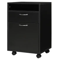 HOMCOM Mobile Storage Cabinet Organizer with Drawer and Cabinet, Printer Stand with Castors, Black(m-1)