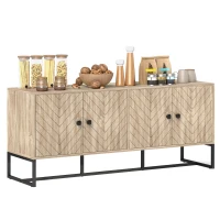 HOMCOM Sideboard Buffet Cabinet with 2 Adjustable Shelves and Steel Base, TV Stand, Coffee Bar Cabinet for Living Room, Oak(m-11)