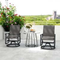 Outsunny Set of 2 Rattan Patio Glider, Wicker Outdoor Glider Swivel Chair with Steel Frame, High Back for Backyard Porch, Grey(m-9)