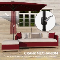 Outsunny 6.6x9.6ft Rectangle Aluminum Tilt Patio Umbrella, Garden Market Parasol, Outdoor Sunshade Canopy with Crank, Wine Red(m-5)