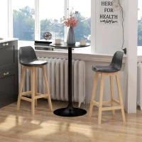 HOMCOM Bar Height Stools Set of 2, PU Leather Upholstered Stools for Kitchen Island, Modern Bar Chairs with Backs, Black(m-8)