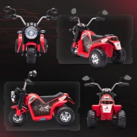 Aosom Kids Electric Motorcycle 6V Battery Powered Ride-On Dirt Bike 3-Wheels Motorbike with Horn Headlights Realistic Sounds 1.24mph Speed for Girls Boy 18 - 36 Months Red(m-9)
