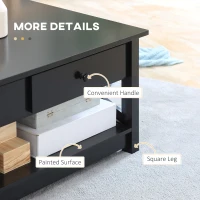 HOMCOM Coffee Table with Storage, Farmhouse Living Room Table with Drawers and Open Shelf, Centre Table with X-frames, Black(m-6)
