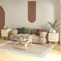 HOMCOM Boho Design Nightstand Set of 2, Side End Table with 2 Drawers for Living Room, Bedroom(m-8)