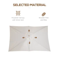 Outsunny Patio Umbrella Market Patio Sun Umbrella Rectangle Cream White(m-7)