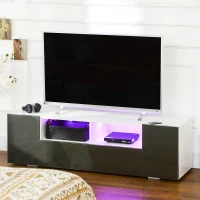 HOMCOM TV Stand for TVs up to 60", TV Unit with LED Lights, Storage Shelves and Cupboards, 53.9" x 13.8" x 16.5", Grey(m-8)