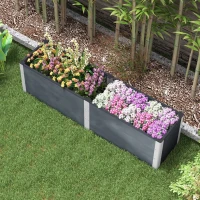 Outsunny 6.6' x 1.6' x 1.8' Elevated Planter Box with Open Bottom, Raised Garden Bed for Vegetables, Flowers, Fruits, Herbs, Grey(m-7)