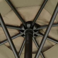 Outsunny 9' Offset Hanging Patio Umbrella, Cantilever Umbrella with Easy Tilt Adjustment, Cross Base and 8 Ribs for Backyard, Poolside, Lawn and Garden, Coffee(m-8)