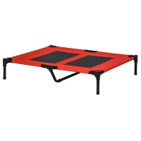 PawHut Elevated Dog Bed, Raised Dog Cot for XL Sized Dogs, Indoor & Outdoor, 36" x 30" x 7", Red(m-11)