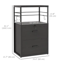 Vinsetto Lockable Filing Cabinet, 2 Drawer File Cabinet with Adjustable Hanging Bar for Letter, A4 and Legal Size, Black(m-3)