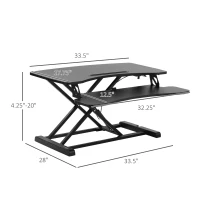 Vinsetto Standing Desk Converter 33 Inches Stand up Desk Riser, Height Adjustable Home Office Table with Keyboard Tray for PC Computer Laptop Black(m-3)