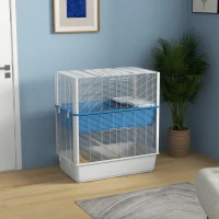 PawHut Large Hamster Cage with Accessories, Rat Cage Gerbil Habitat with Detachable Bottom, Ramps, Platform, Food Bowl, Water Bottle, 31" x 18" x 35"(m-10)