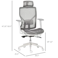 Vinsetto Ergonomic Office Chair with 360° , Wheel, Mesh Back, Adjustable Height & 3D Armrest for Home Office, Grey(m-3)